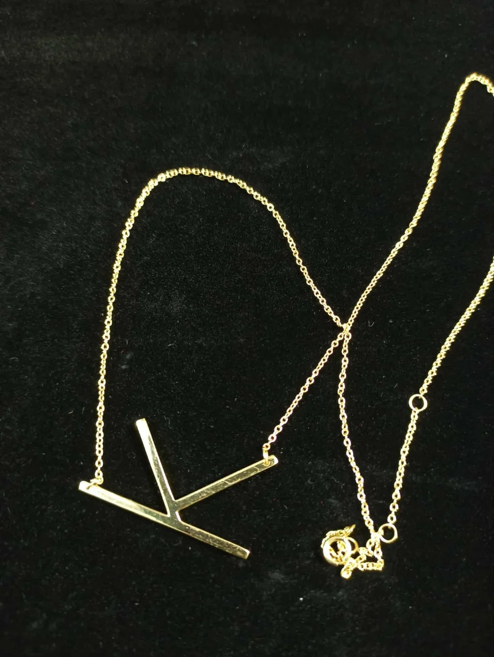 Vintage 90s Sterling Silver 925 Gold Plated K Initial Necklace Minimalist Bar
